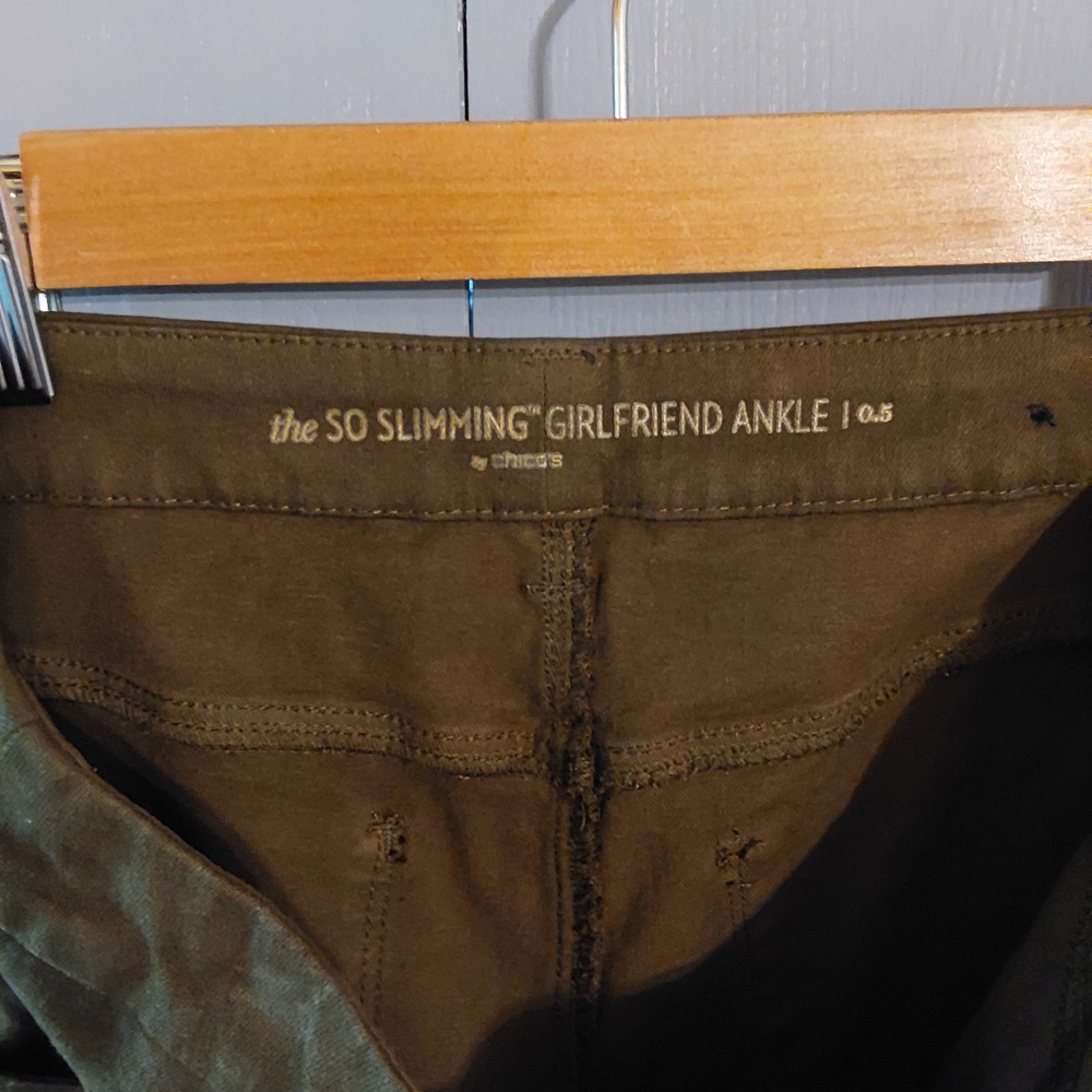 Chico's Olive Green Girlfriend Ankle Jeans